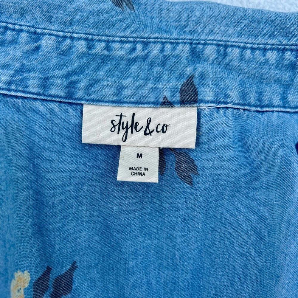 Style & Co Shirt Cottagecore Button Front Floral Shirt Sz. Medium Lightwright - Picture 2 of 11